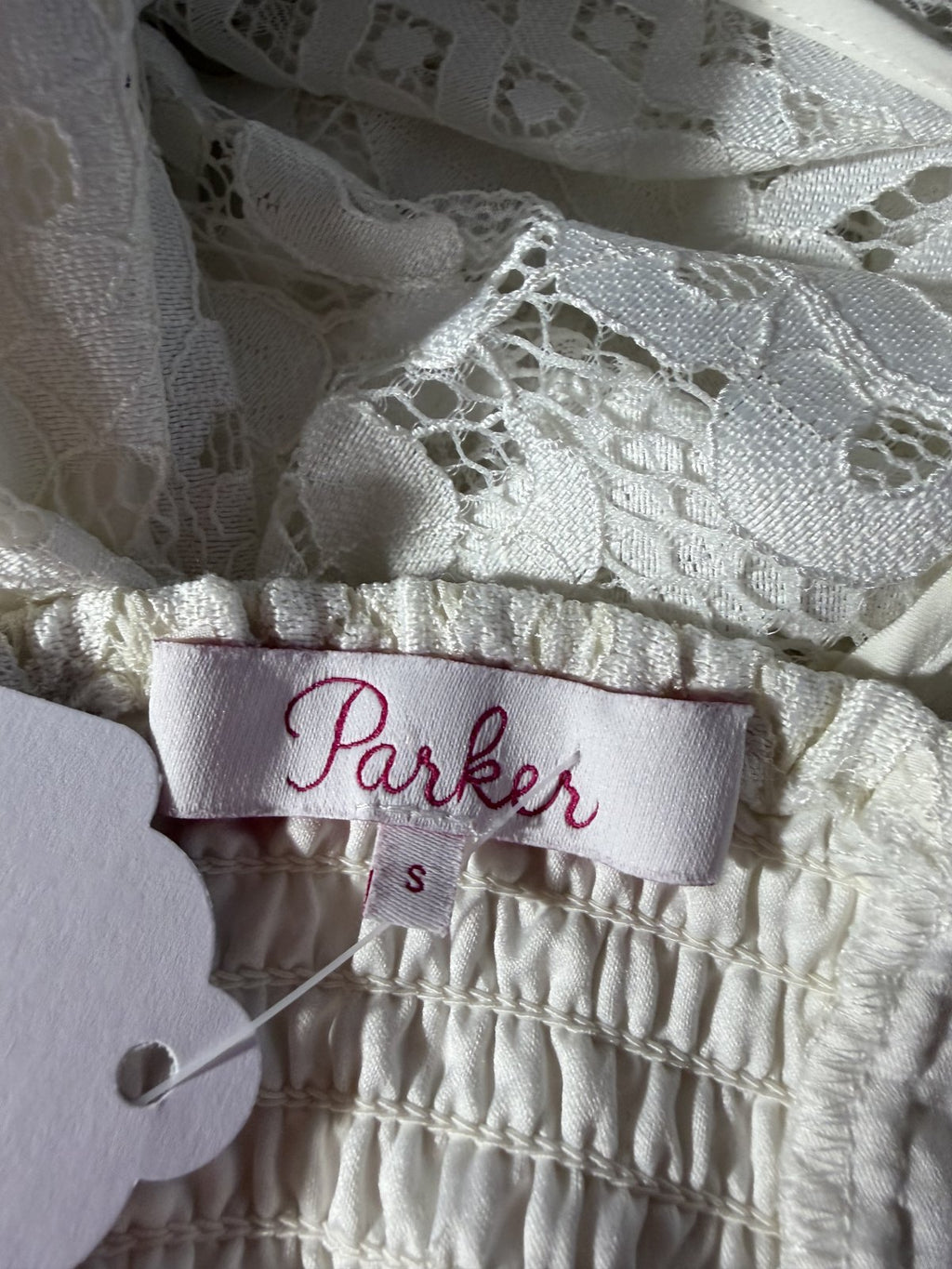 Parker Ivory Lace Halter Handkerchief Hem Dress – Size Small