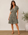 Rails Karla Olive Lynx Print Smocked Midi Dress Large Lined Animal Print