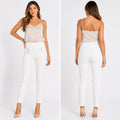 Joseph Ribkoff White Textured Slim Ankle Pants Women's Size 6 Made in Canada
