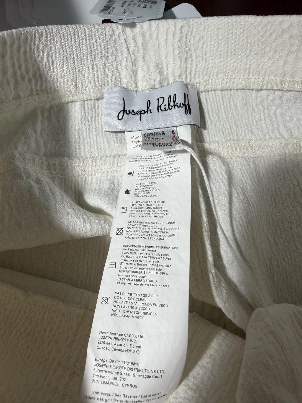 Joseph Ribkoff White Textured Slim Ankle Pants Women's Size 6 Made in Canada