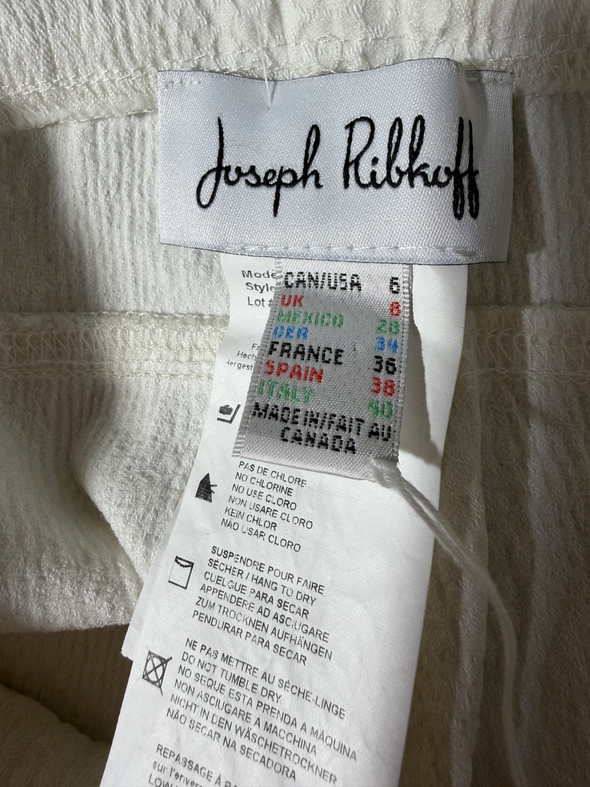 Joseph Ribkoff White Textured Slim Ankle Pants Women's Size 6 Made in Canada