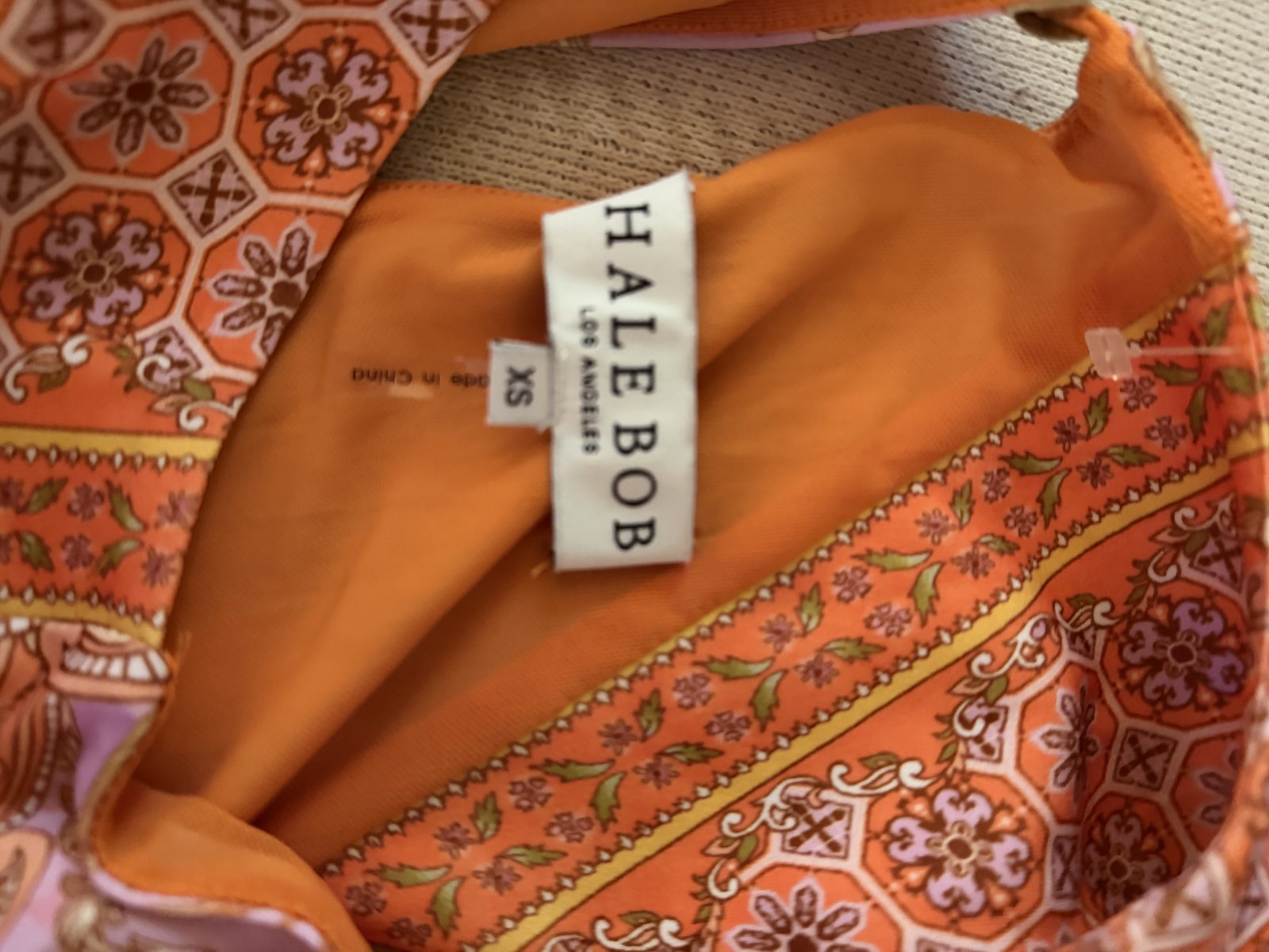 Hale Bob Orange Paisley Keyhole Back Shift Dress Lined Women’s XS
