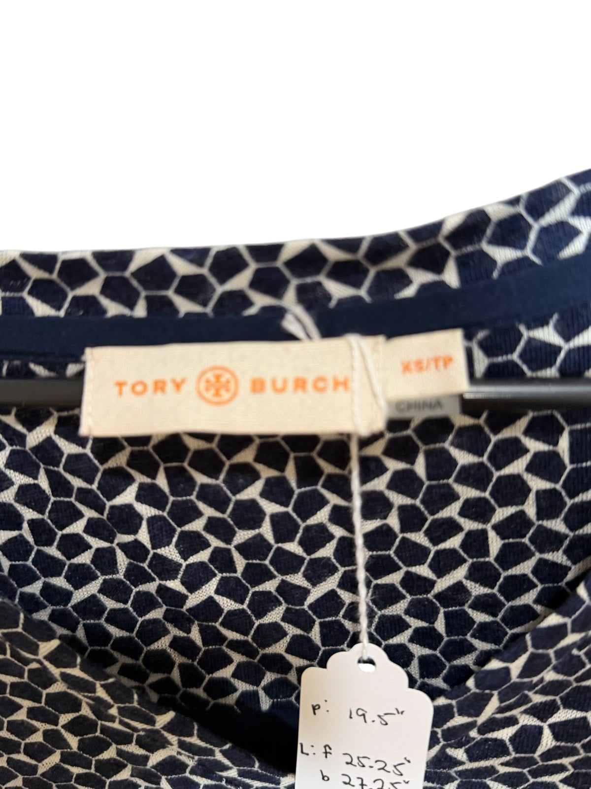 Tory Burch Geometric Print Linen & Silk Top XS/TP