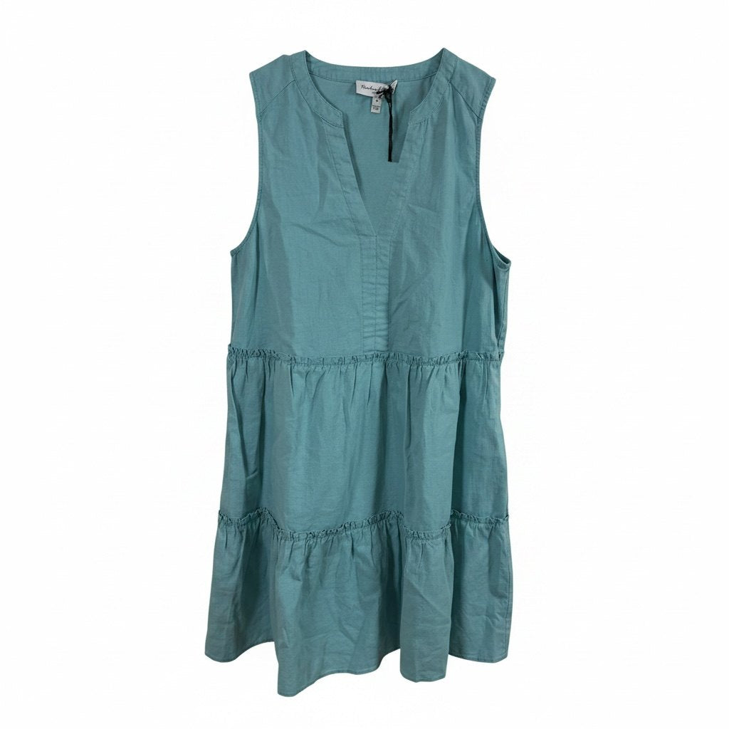 Michael Stars Sandra Above The Knee Linen Blend Dress Serene Sleeveless Tiered NWT Medium