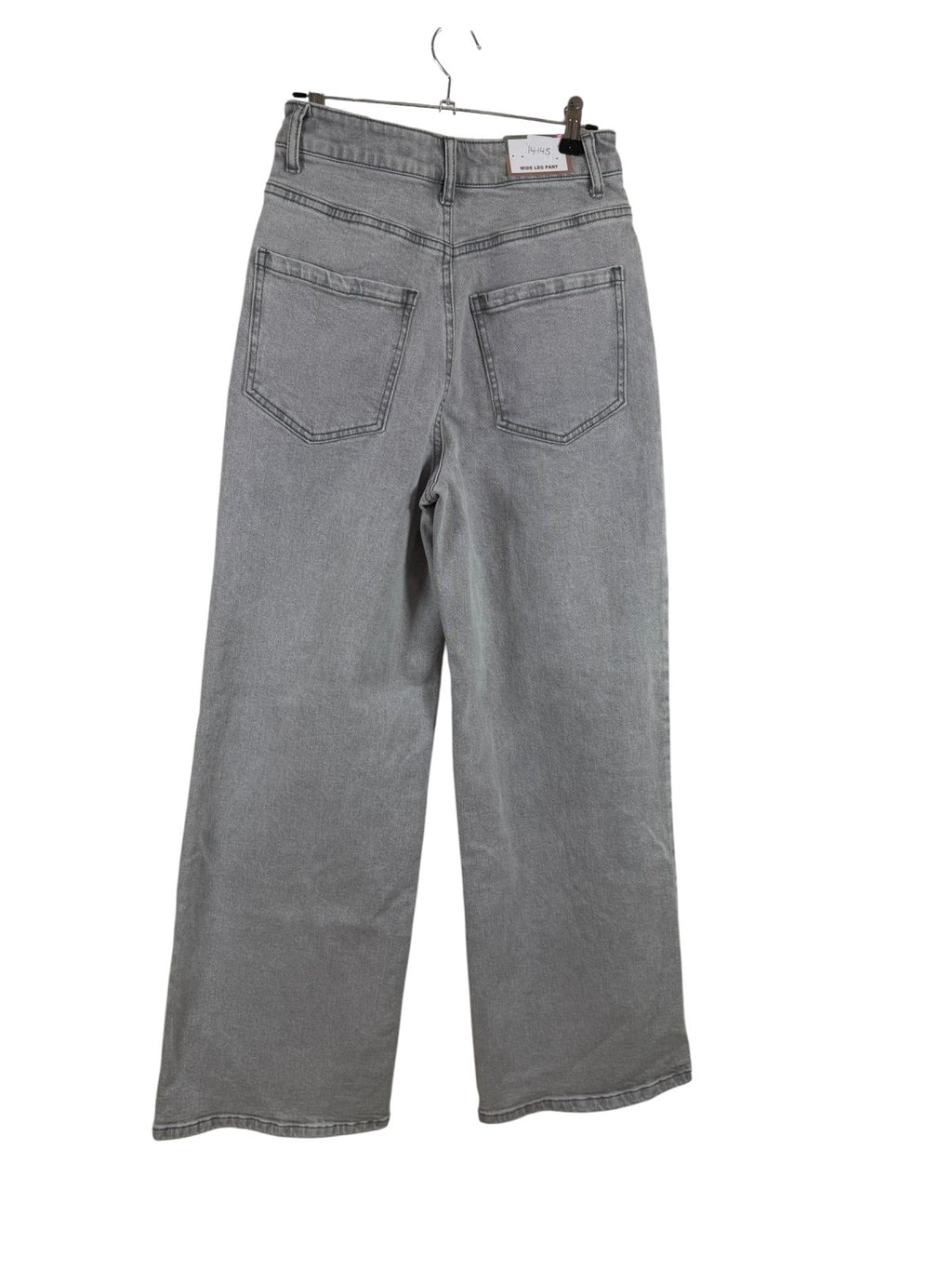 Tinseltown Wide Leg Jeans Grey Wash Frayed Seam High Rise NWT Size 5 27