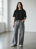 Tinseltown Wide Leg Jeans Grey Wash Frayed Seam High Rise NWT Size 5 27