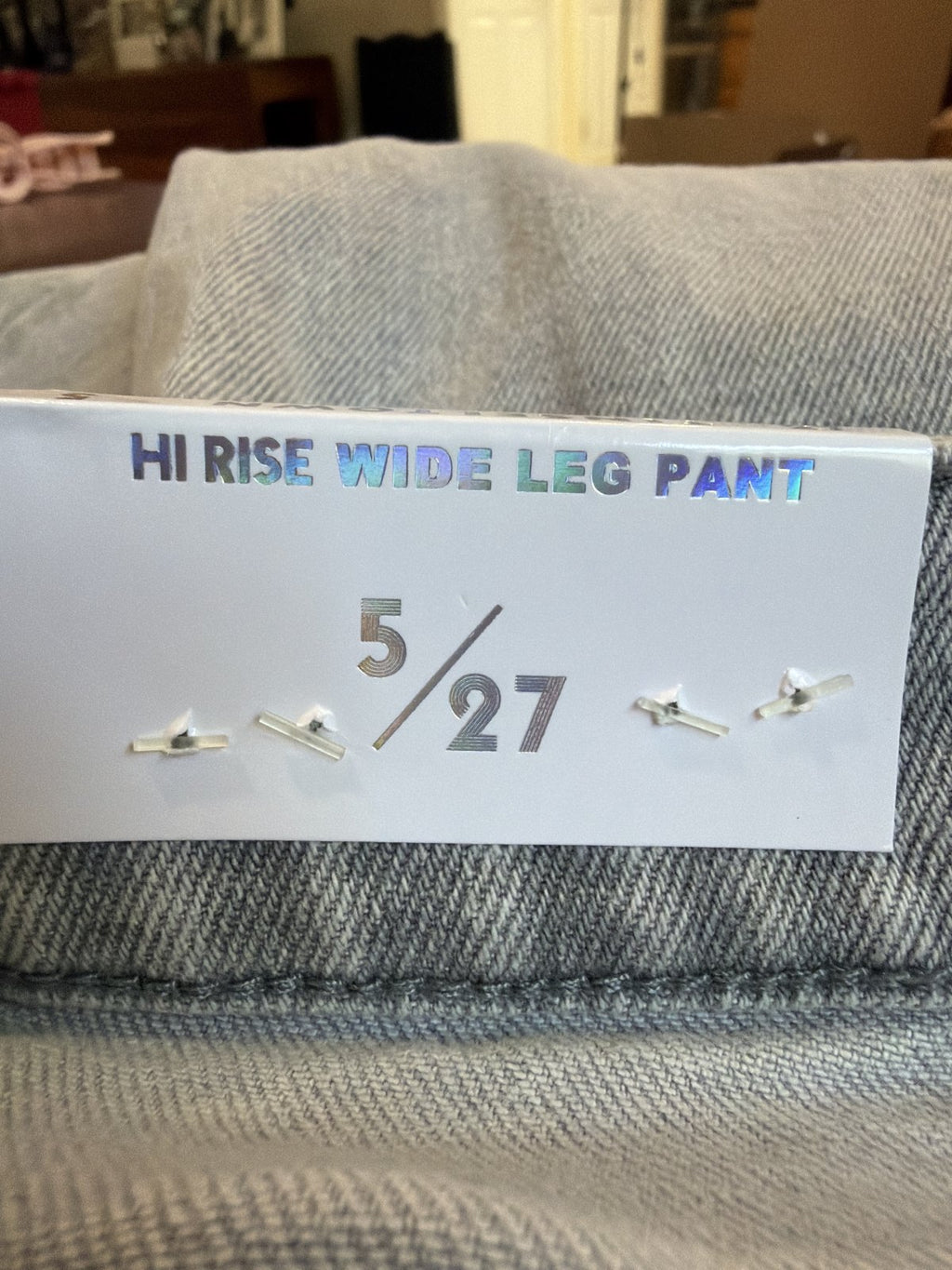 Tinseltown Wide Leg Jeans Grey Wash Frayed Seam High Rise NWT Size 5 27