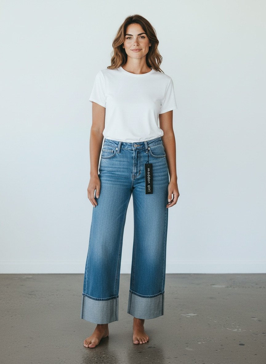 Madden Girl Slouchy High Cuff Jeans – New With Tags – Size 1
