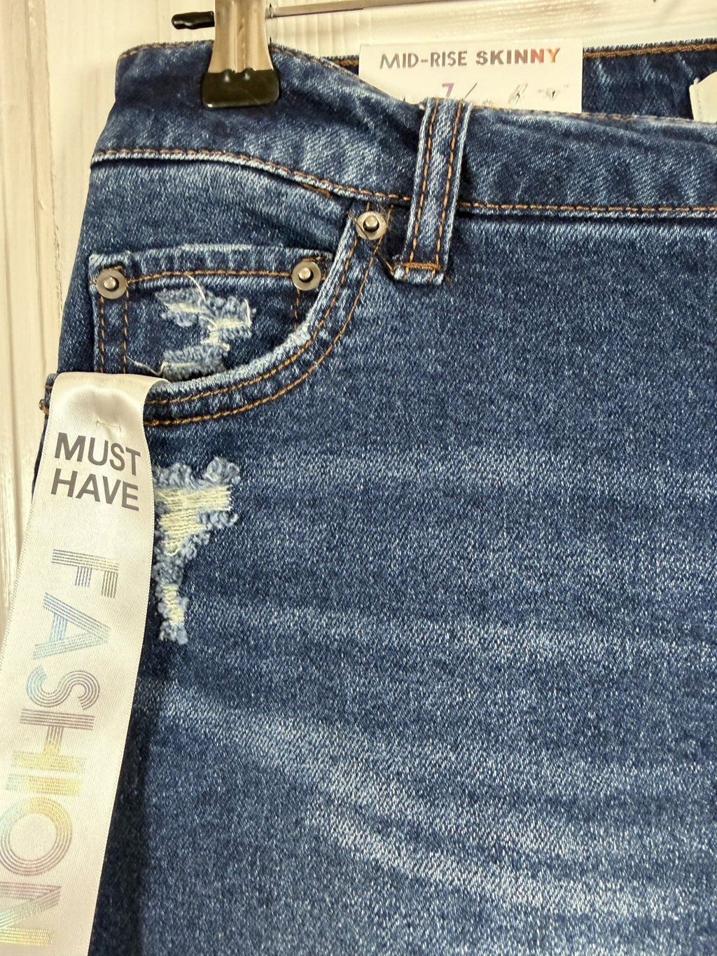 Tinseltown Mid-Rise Skinny Carpenter Jeans Women's Size 7/28 Dark Wash Utility Denim NWT