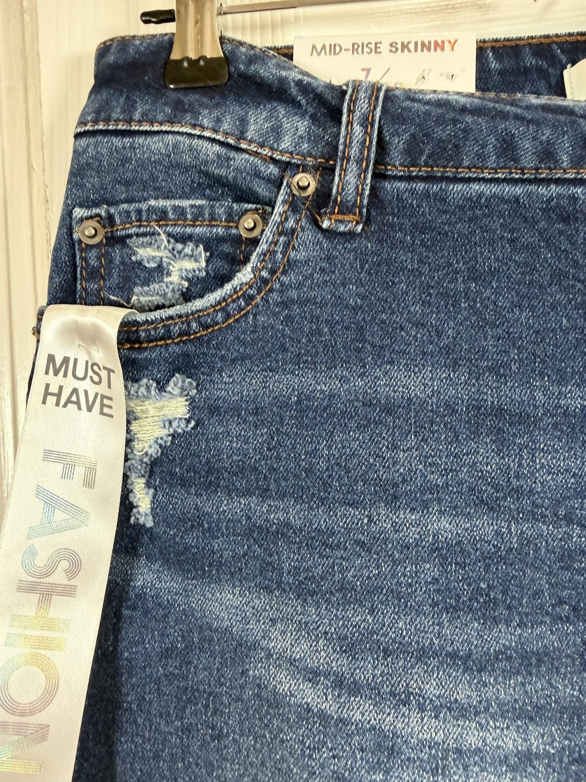 Tinseltown Mid-Rise Skinny Carpenter Jeans Women's Size 7/28 Dark Wash Utility Denim NWT