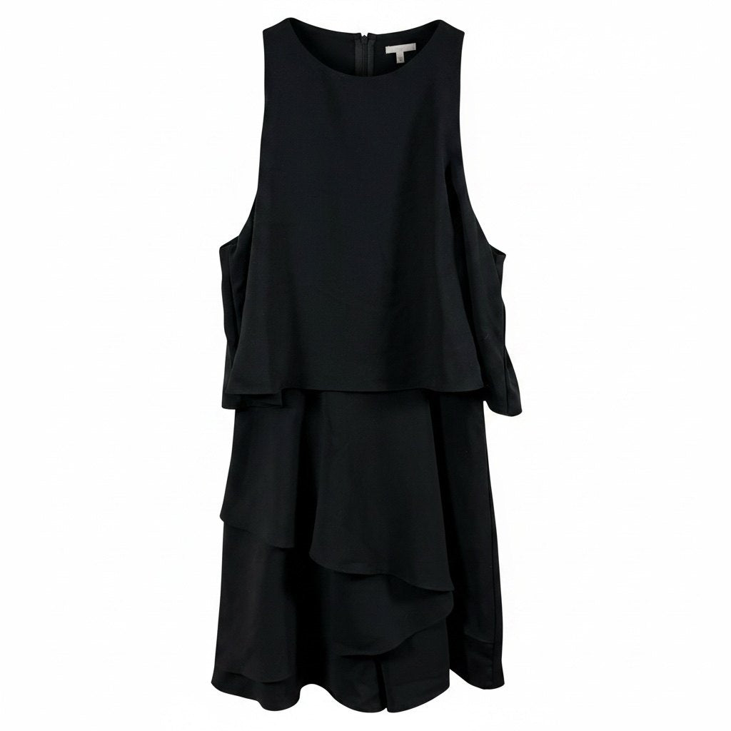 Do+Be Black Layered Ruffle Romper Women’s Small Sleeveless Cocktail Party Dress Look