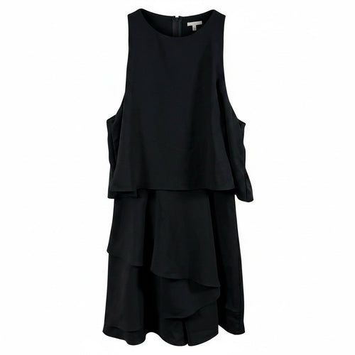 Do+Be Black Layered Ruffle Romper Women’s Small Sleeveless Cocktail Party Dress Look