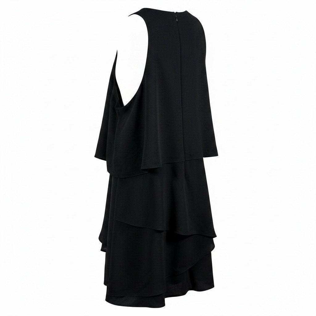 Do+Be Black Layered Ruffle Romper Women's Small Sleeveless Cocktail Party Dress Look