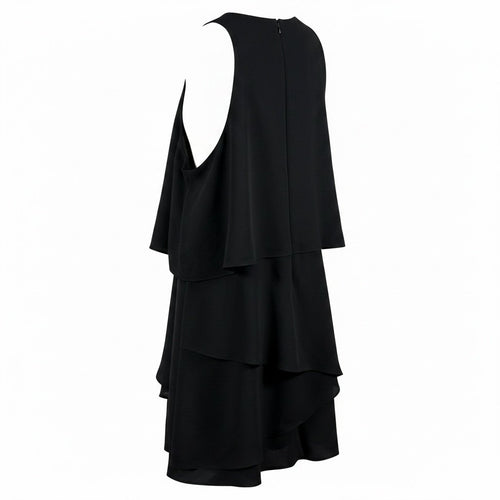 Do+Be Black Layered Ruffle Romper Women's Small Sleeveless Cocktail Party Dress Look