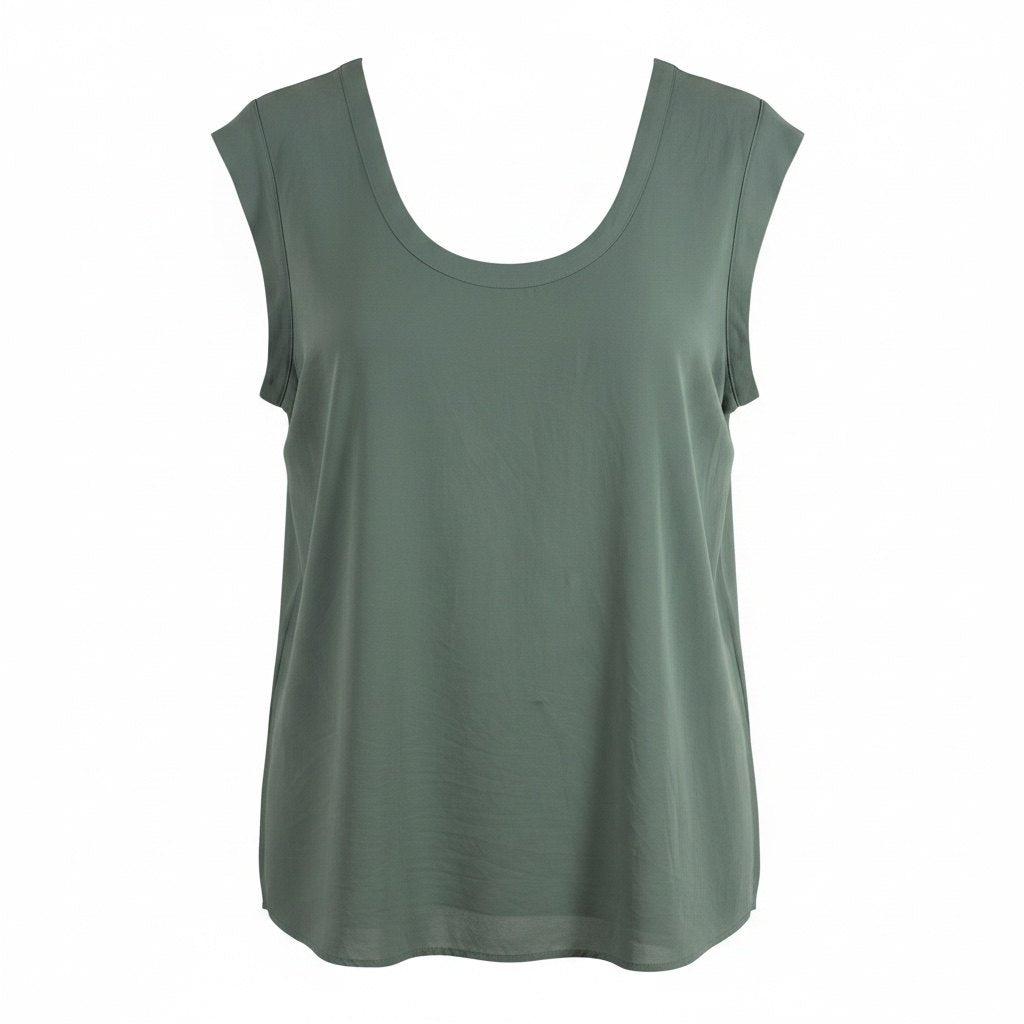 Pleione Sleeveless Scoop Neck Blouse Sage Green Relaxed Fit Size Medium