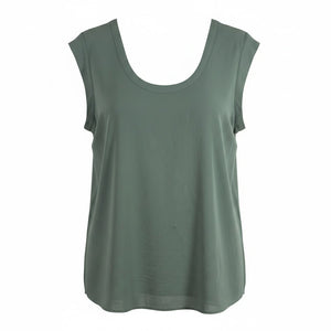 Pleione Sleeveless Scoop Neck Blouse Sage Green Relaxed Fit Size Medium