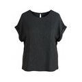 Melloday Textured Pleated Short Sleeve Blouse Black Size Small NWT