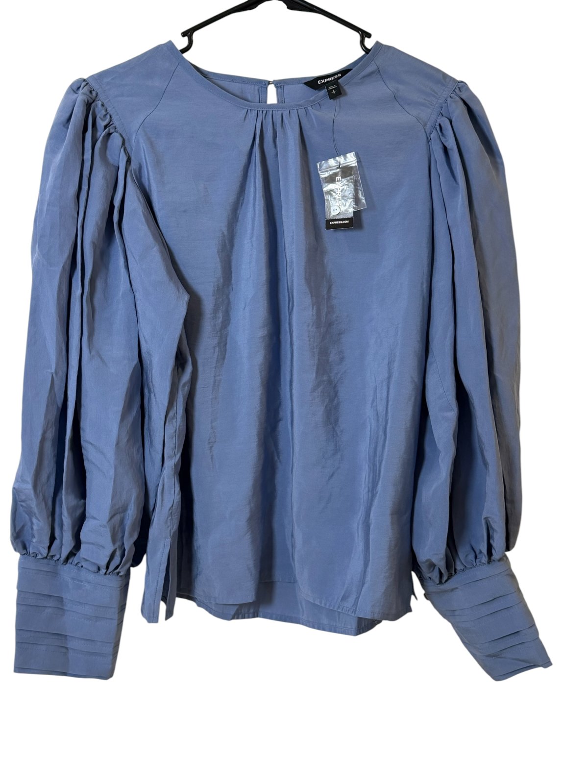 Express Puff Sleeve Blouse Blue Size Small NWT