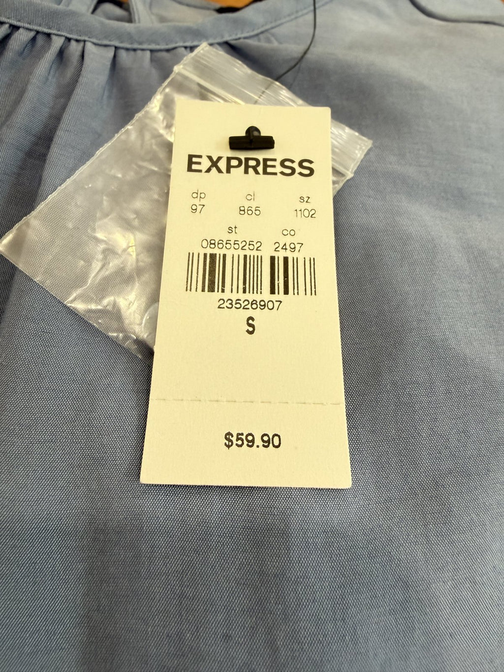 Express Puff Sleeve Blouse Blue Size Small NWT