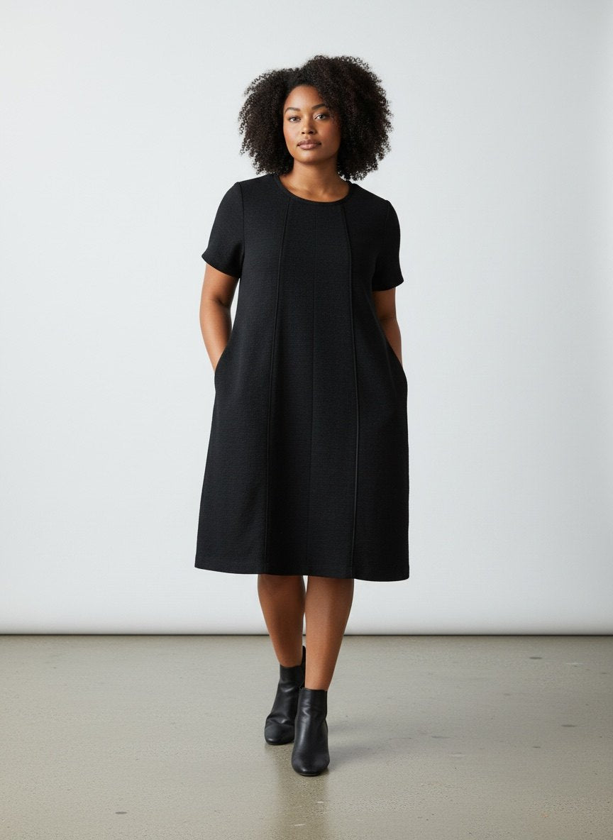 J.McLaughlin Textured Shift Dress Black Size Large