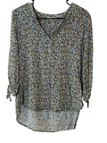Jane & Delancey Floral Tie Sleeve Blouse Size Medium