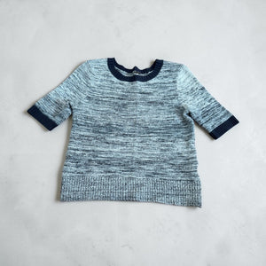 Free People Marled Knit Short Sleeve Sweater Black Gray Size Medium