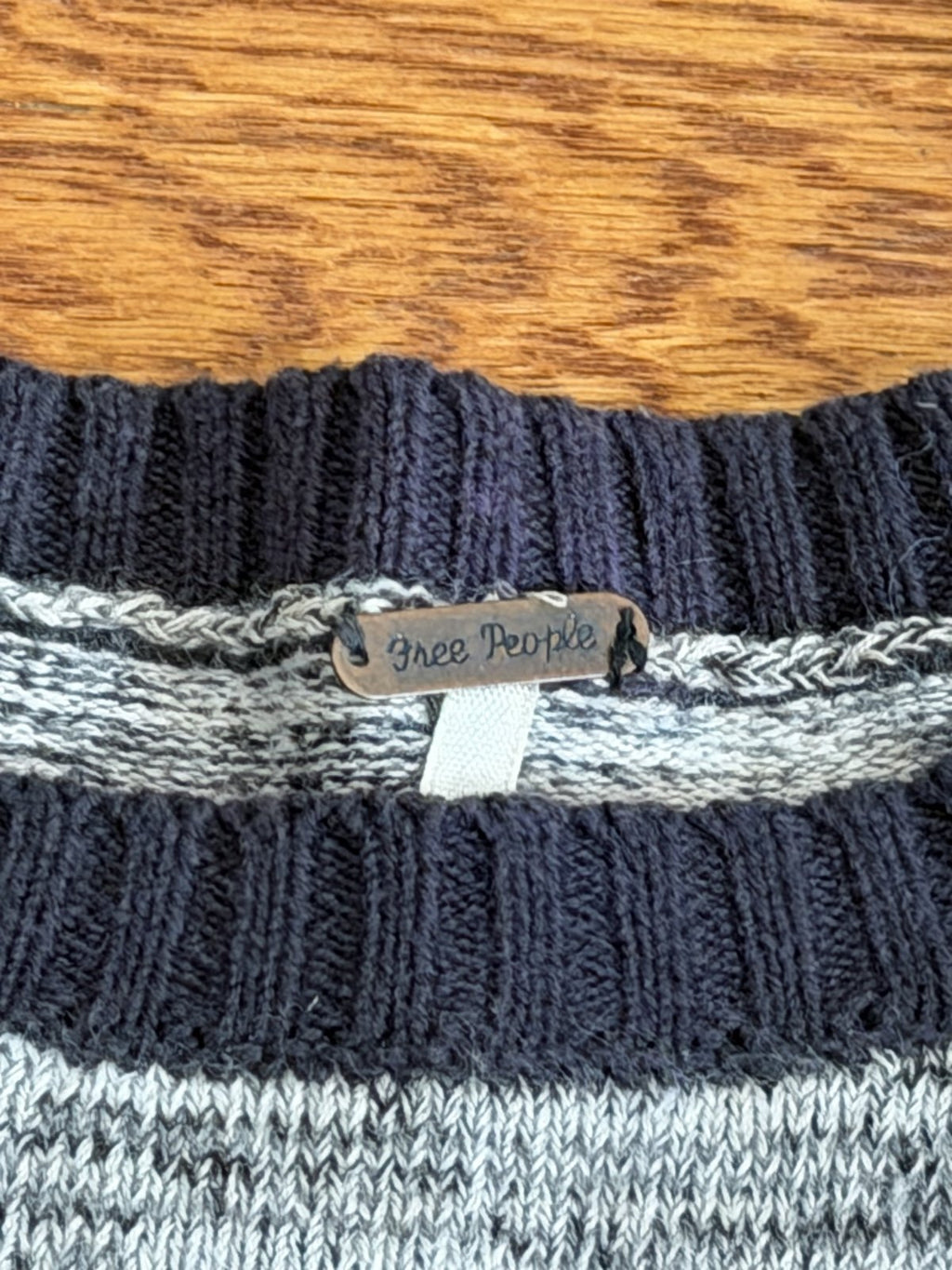 Free People Marled Knit Short Sleeve Sweater Black Gray Size Medium