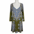 Free People Paisley Print Knit Dress Olive Green Size Medium