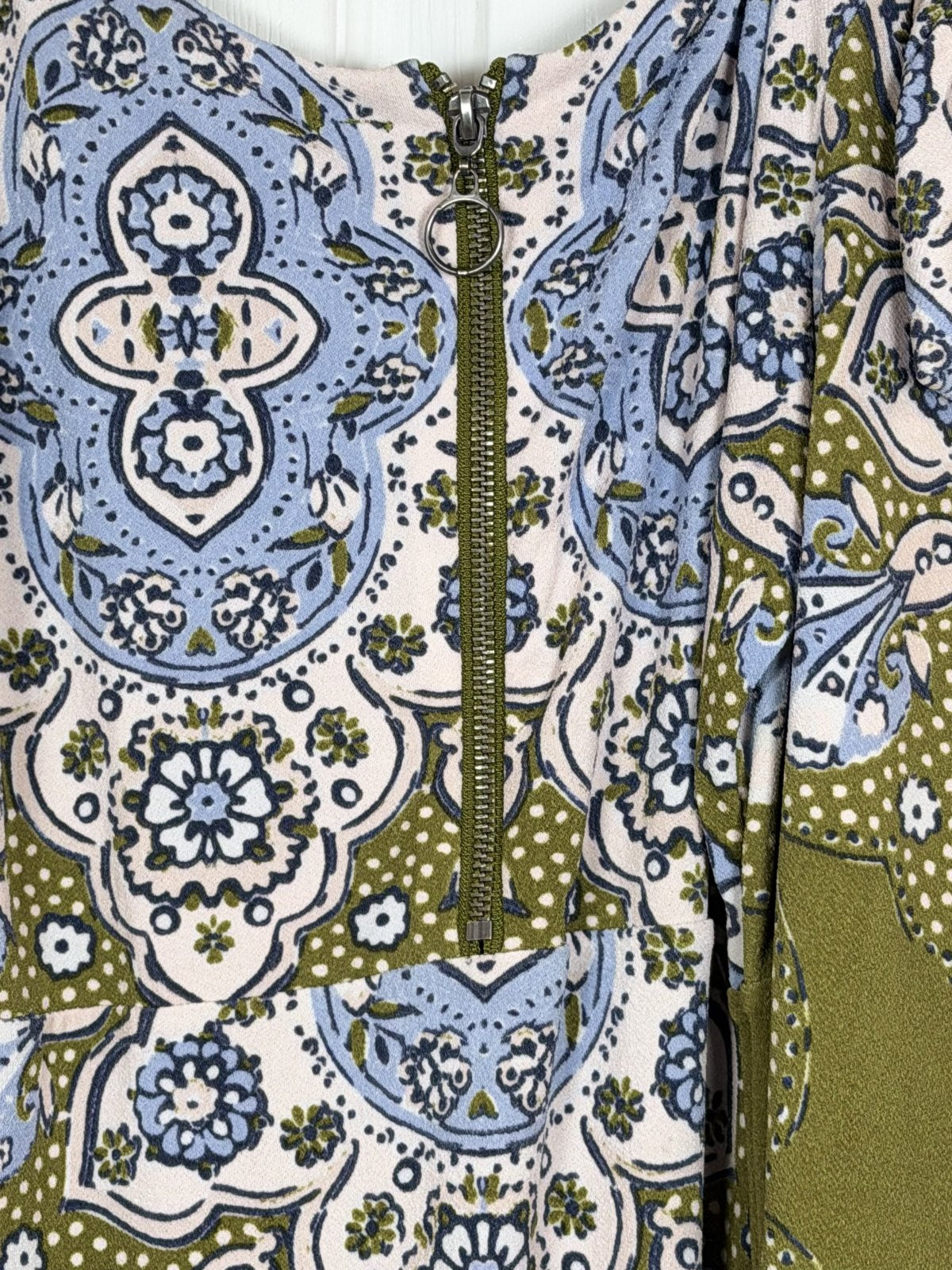 Free People Paisley Print Knit Dress Olive Green Size Medium