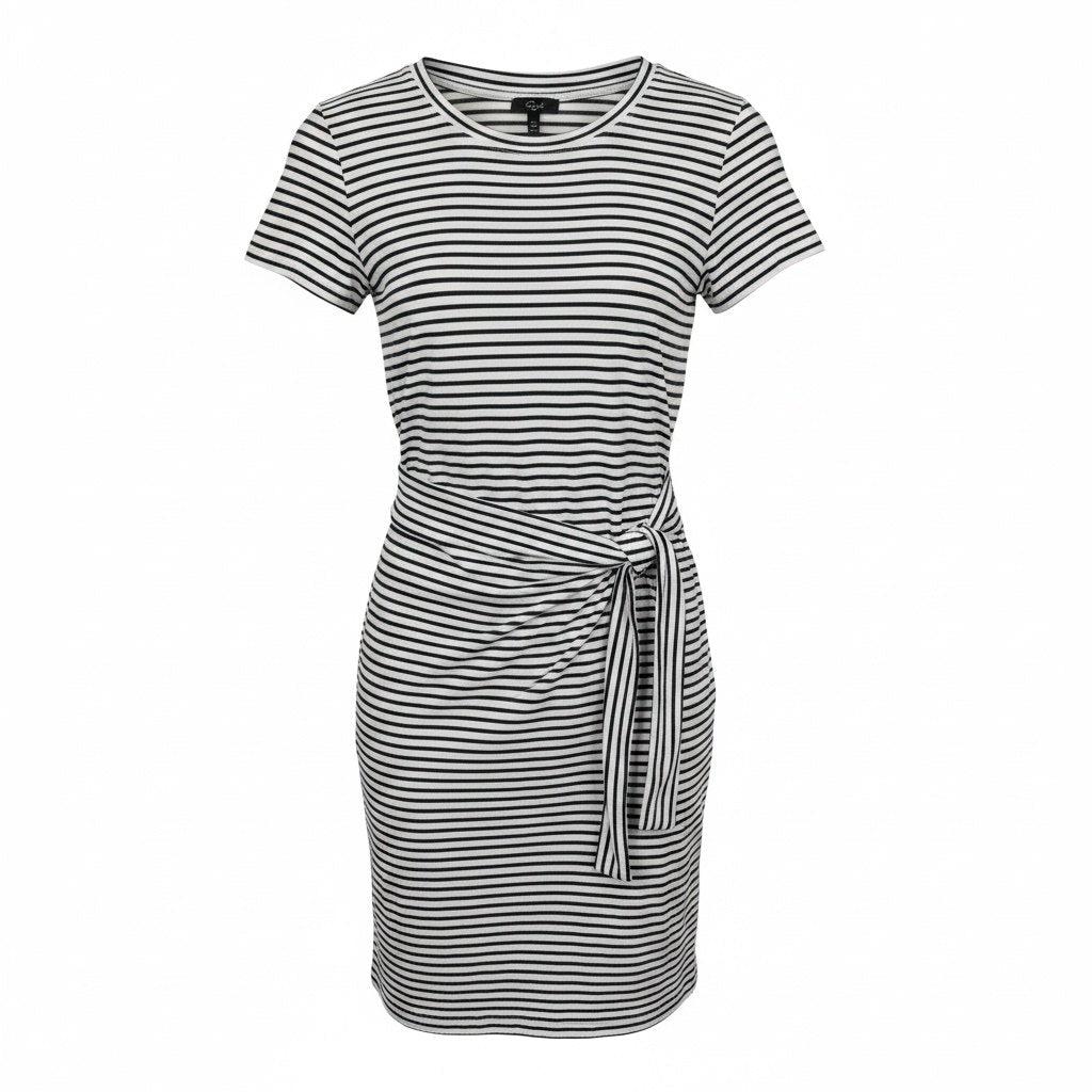 Rails Striped Tie Waist Knit Dress Black White Size Small