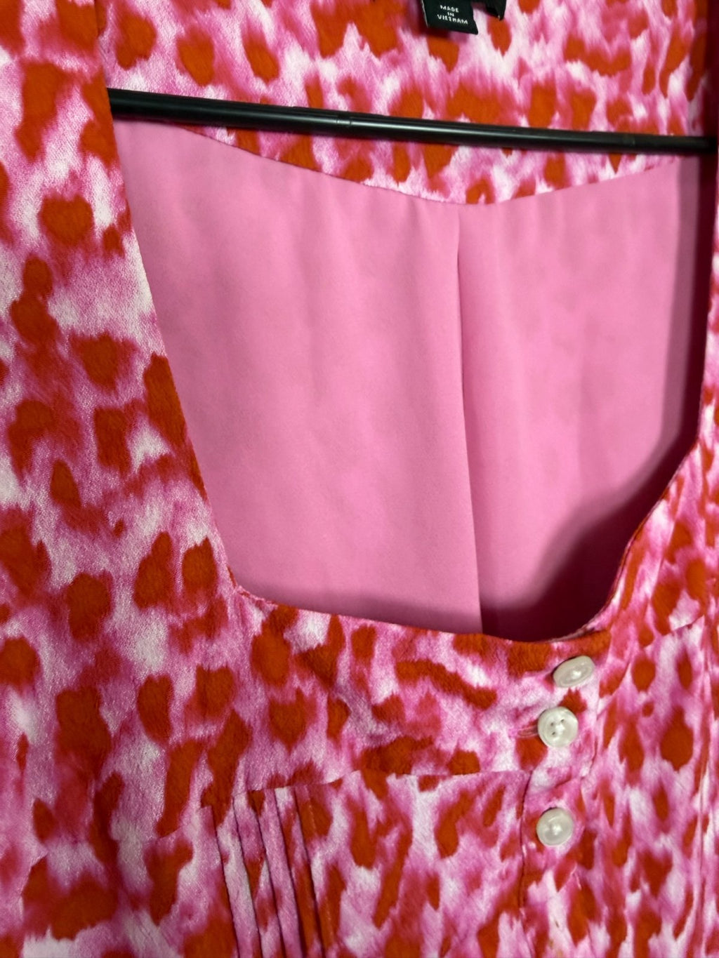 Whistles Pink Animal Print Button Front Midi Dress Size 8