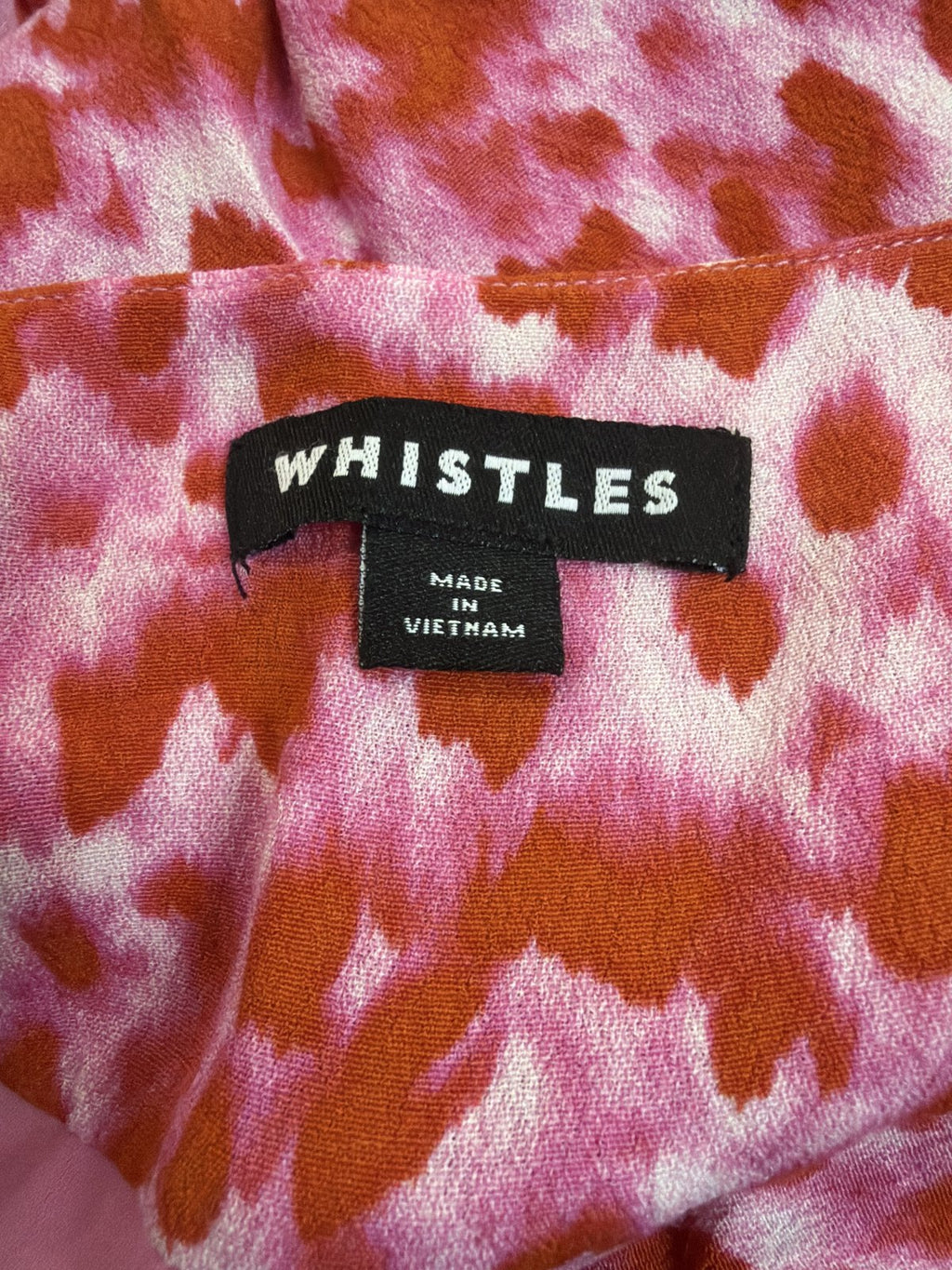 Whistles Pink Animal Print Button Front Midi Dress Size 8