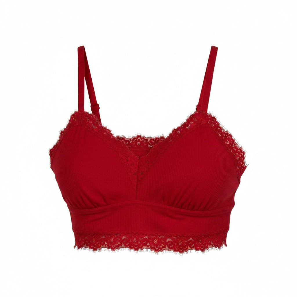 Aerie Ribbed Lace Trim Bralette Size L NWT