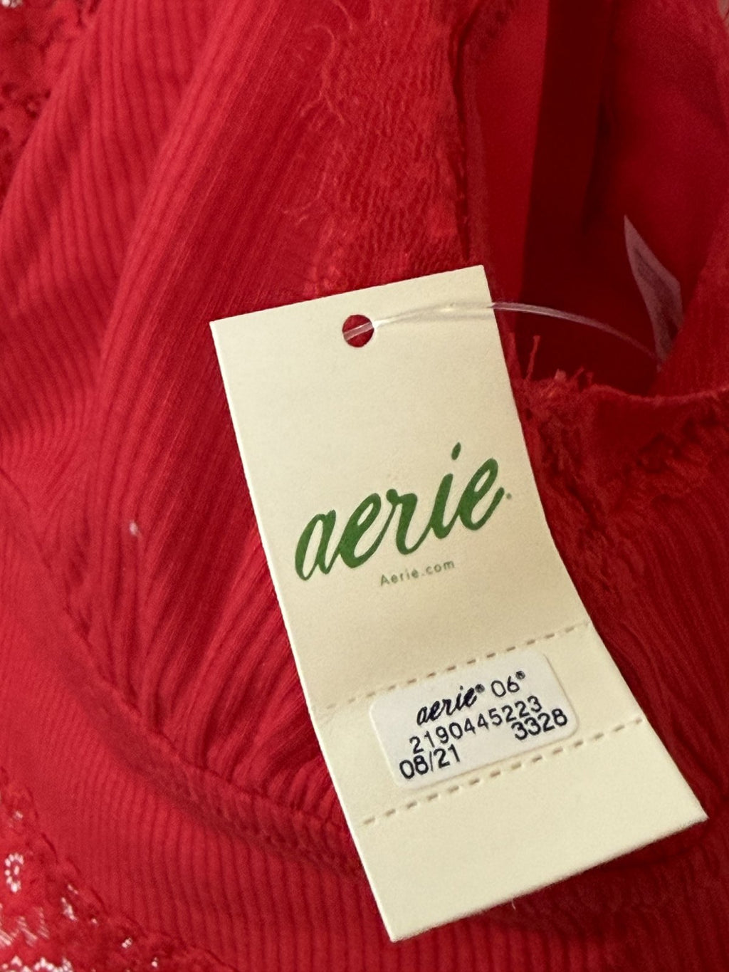 Aerie Ribbed Lace Trim Bralette Size L NWT