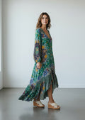 Free People Floral Patchwork High-Low Maxi Dress Green Boho NWT Size Small