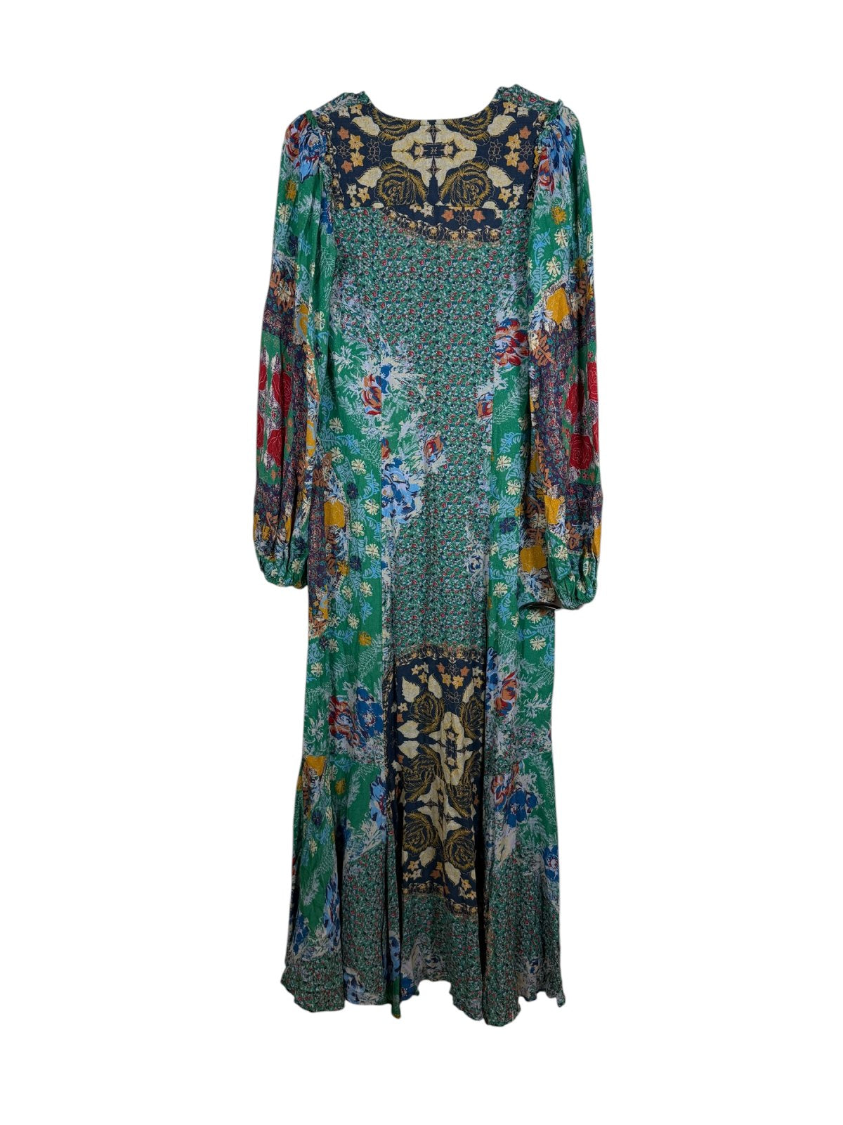 Free People Floral Patchwork High-Low Maxi Dress Green Boho NWT Size Small