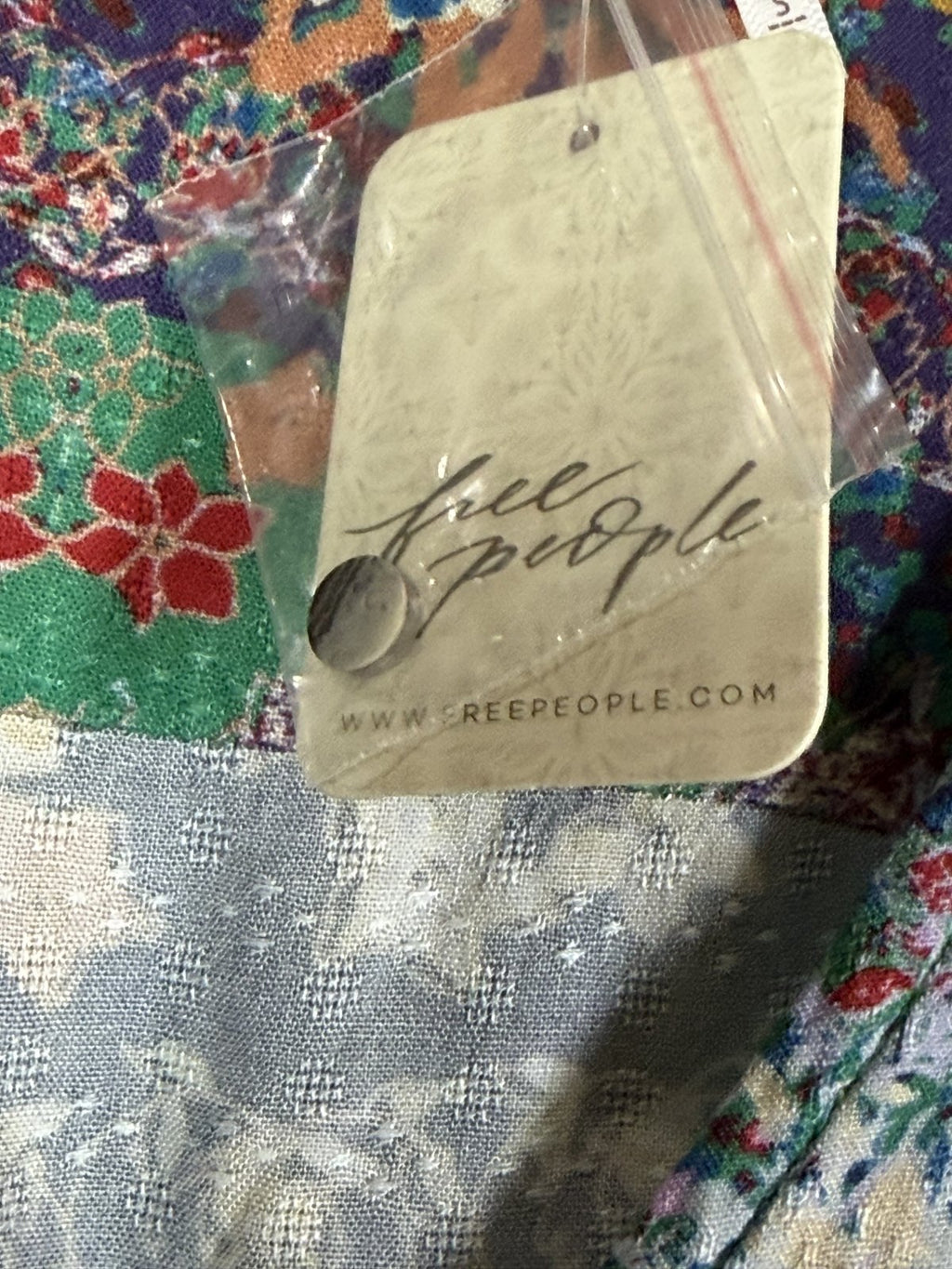 Free People Floral Patchwork High-Low Maxi Dress Green Boho NWT Size Small