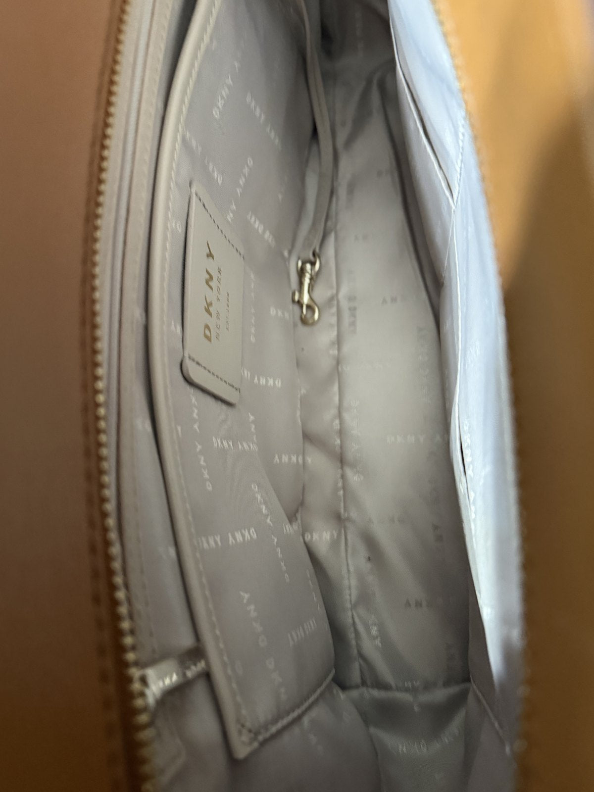 DKNY Cognac Brown Zip-Top Tote Bag NWOT