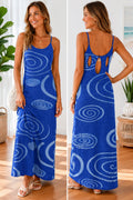House of Sunny Galaxy Hockney / Klein Blue Swirl Textured Maxi Dress. size 2
