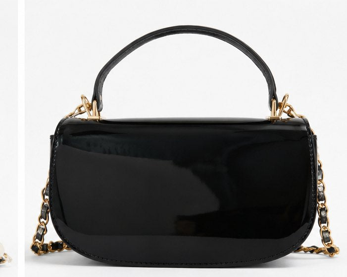Valentino Orlandi Black Patent Leather Top Handle Crossbody Bag NWT