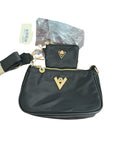Valentino Orlandi Black Vegan Leather Shoulder Bag with Matching Wallet NWT Designed in Italy