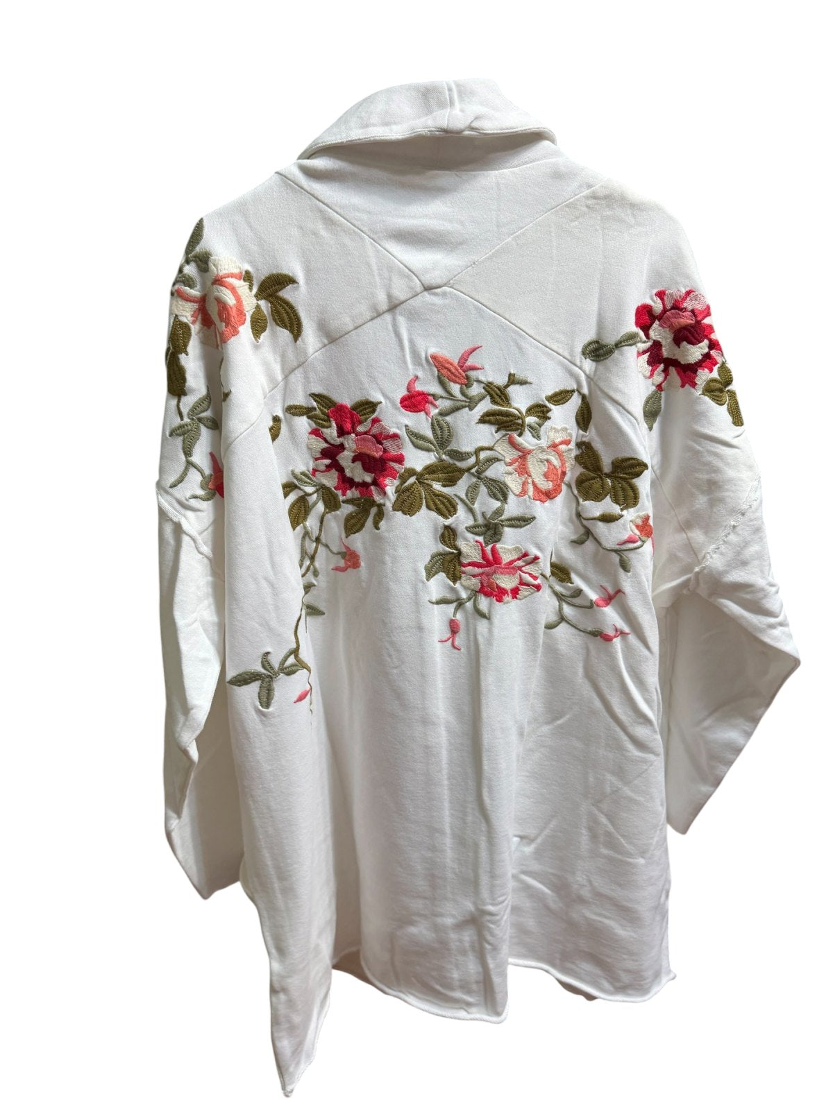 Aratta Silent Journey Knitted Romance Jacket White Floral Embroidered Cardigan Size S
