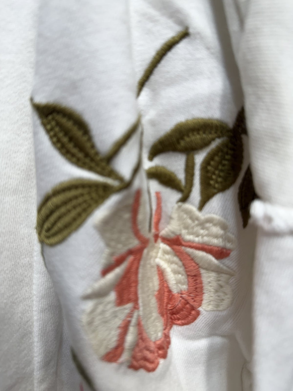 Aratta Silent Journey Knitted Romance Jacket White Floral Embroidered Cardigan Size S