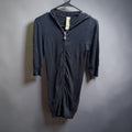 Aratta Silent Journey Black Hooded Knit Sweater Dress XS Zip Front