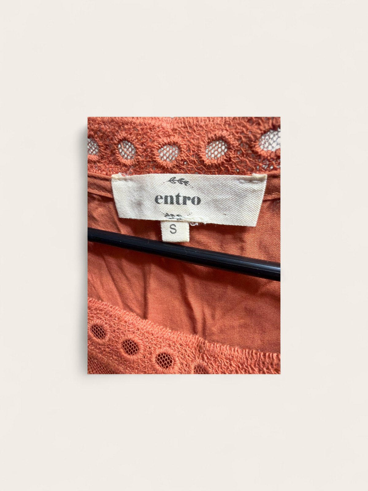 Entro Floral Embroidered Sleeveless Babydoll Mini Dress Rust Terracotta Boho Size Small