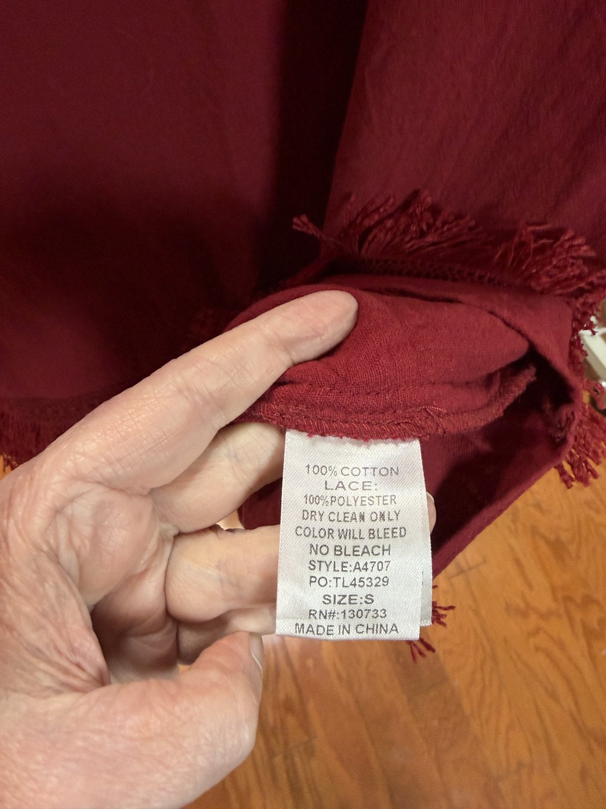 Umgee Burgundy Fringe Trim Shift Dress Size Small