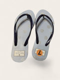 Kate Spade New York Flatbush Flip Flops Women's Size 7B Blue Silver Glitter Polka Dot NWOB