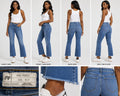 Free People W27 Raw Hem Crop Flare Jeans Blue Stretch Denim Women's 27