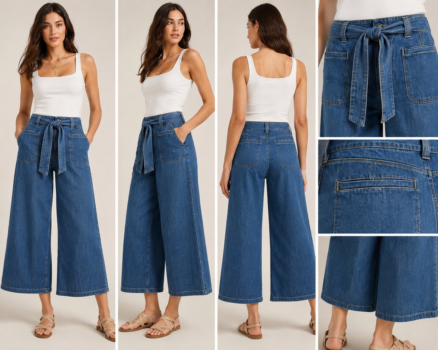 Pilcro & the Letterpress Anthropologie Wide Leg Crop Tie Waist Denim Pants Size 28