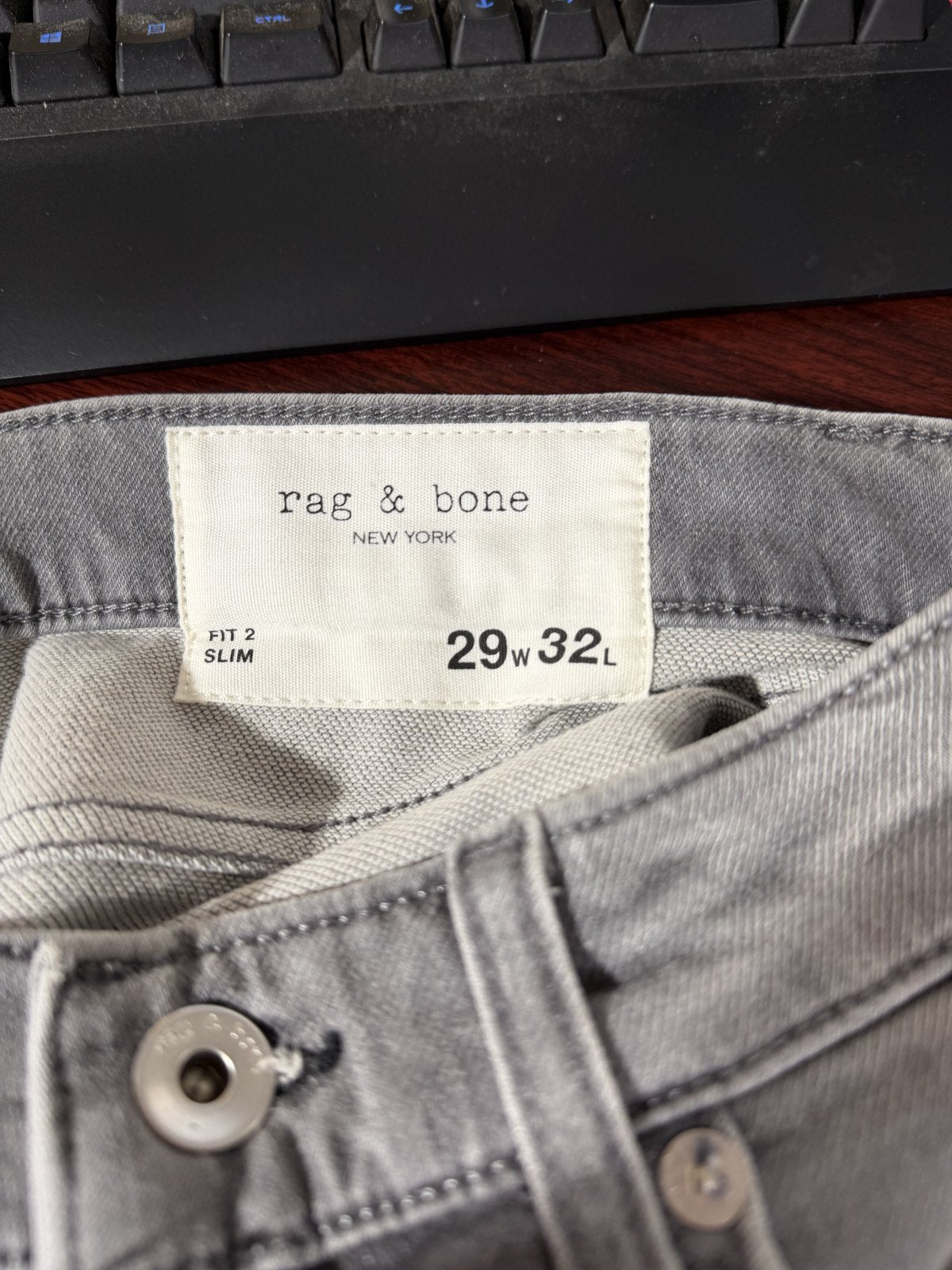 rag & bone Fit 2 Slim Gray Jeans Women's 29x32 Mid Rise Stretch Denim